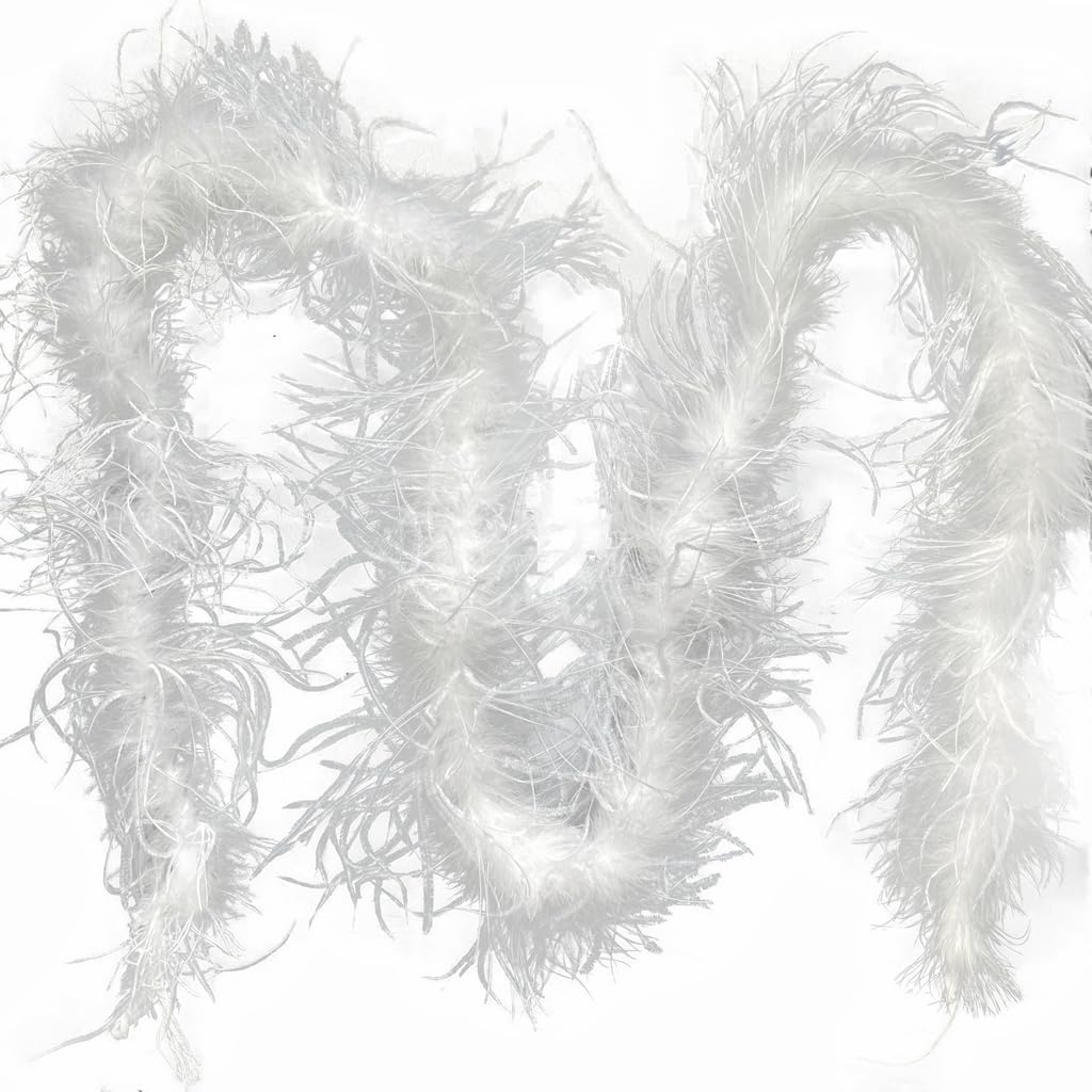 Sowder 72inch Length 1ply Ostrich Feather Boa for Wedding/party Decoration, Feather Scraf(white)