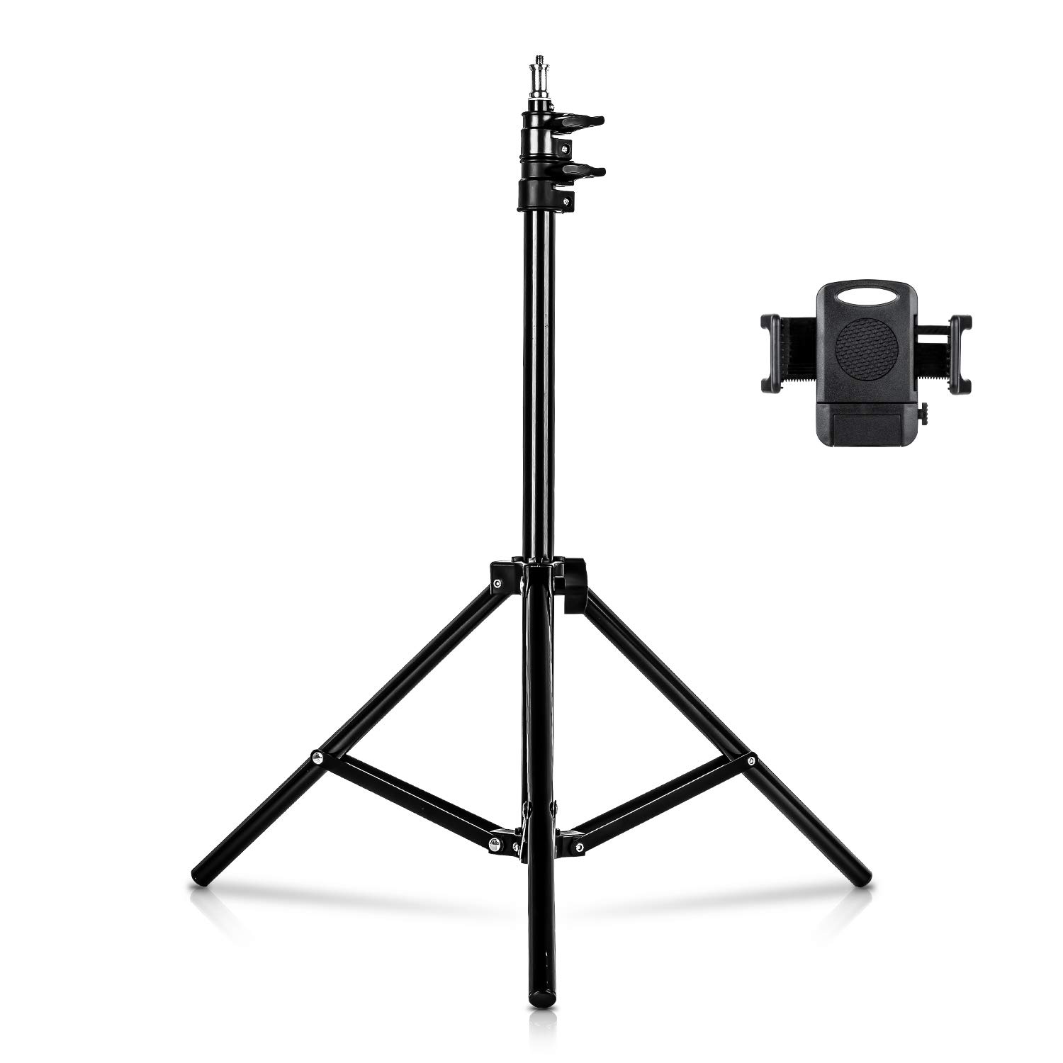 Live Streaming Floor Tripod, Koukou 160cm Aluminum Portable Lightweight Adjustable Retractable Travel Spider with Phone Holder for Smartphone,Camera,Led Ring Light