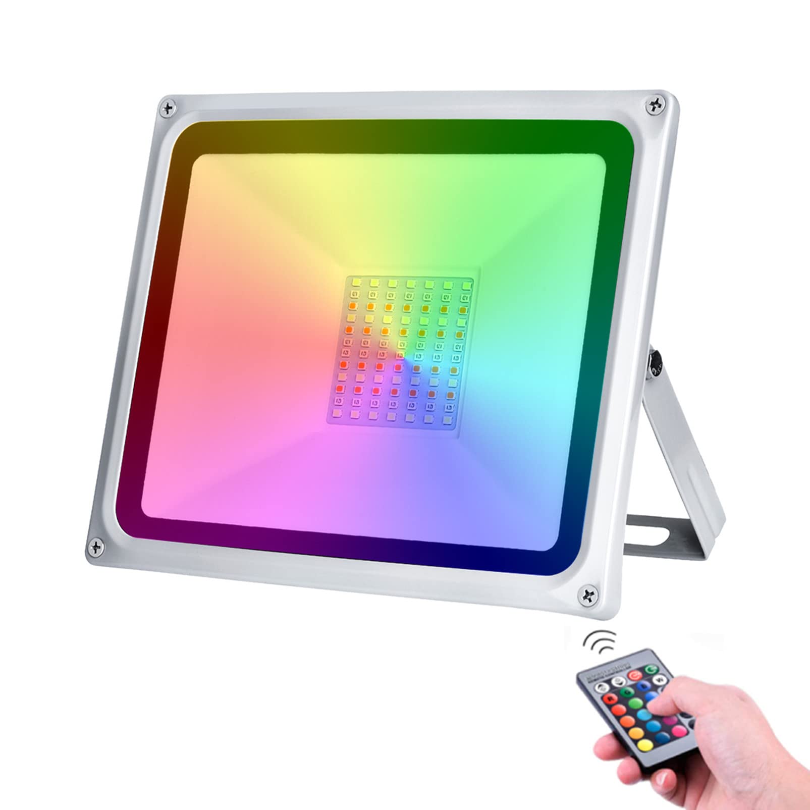 LED Floodlights, 50W 4000LM RGB Spot Light Adjustable Brightness IP65 Waterproof Outdoor Security Lights for Garden, Landscape, Stage, Hotel, Stage, Patio