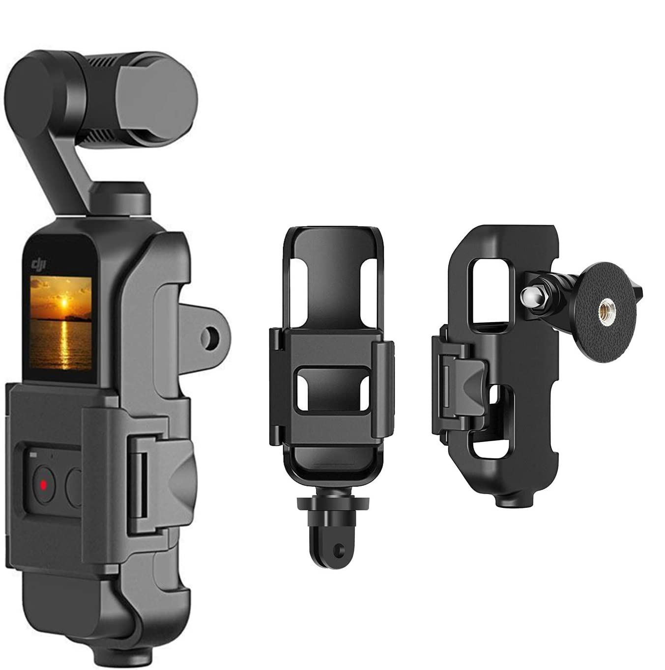 FASTSNAIL 3 in 1 Tripod Mount for DJI Osmo Pocket & Pocket 2, Action Cam Mount With Screw, Accessories Kit to Connect Any Tripod & GoPro Stand Bracket