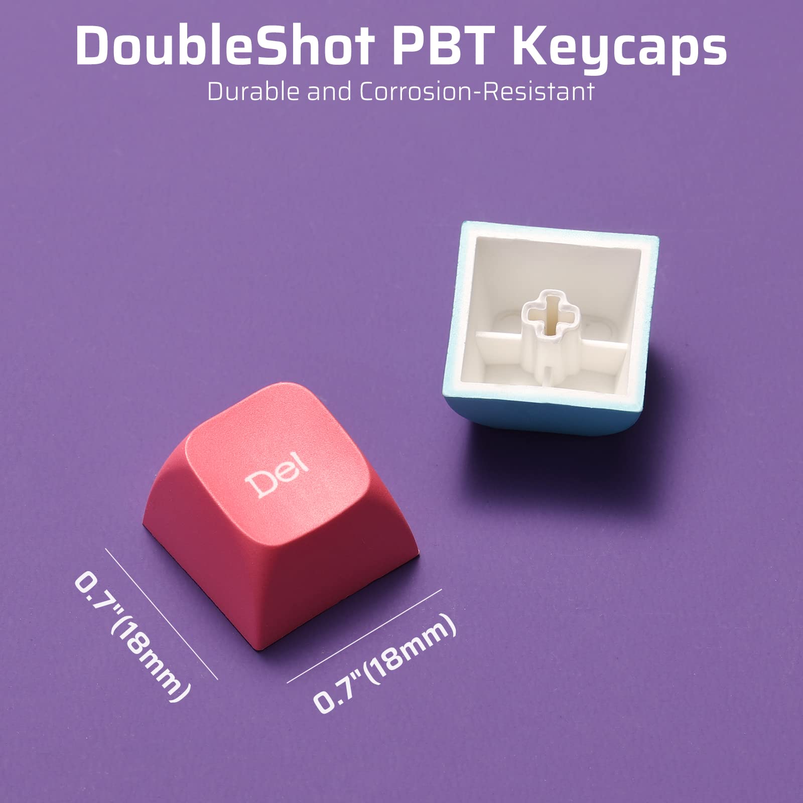 LTC LavaCaps PBT Double Shot 112-Key Sublimation Keycaps Set, KDA Profile for ANSI Layout 61/68/84/87/98/104 Keys Mechanical Keyboard, with Keycap Puller - (Only Keycaps), Neon Purple