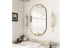 BEAUTYPEAK Bathroom Mirrors for Wall, 36"X24" Black Oval Mirror with Metal Frame, Wall Mounted for Living Room Bedroom Bathro