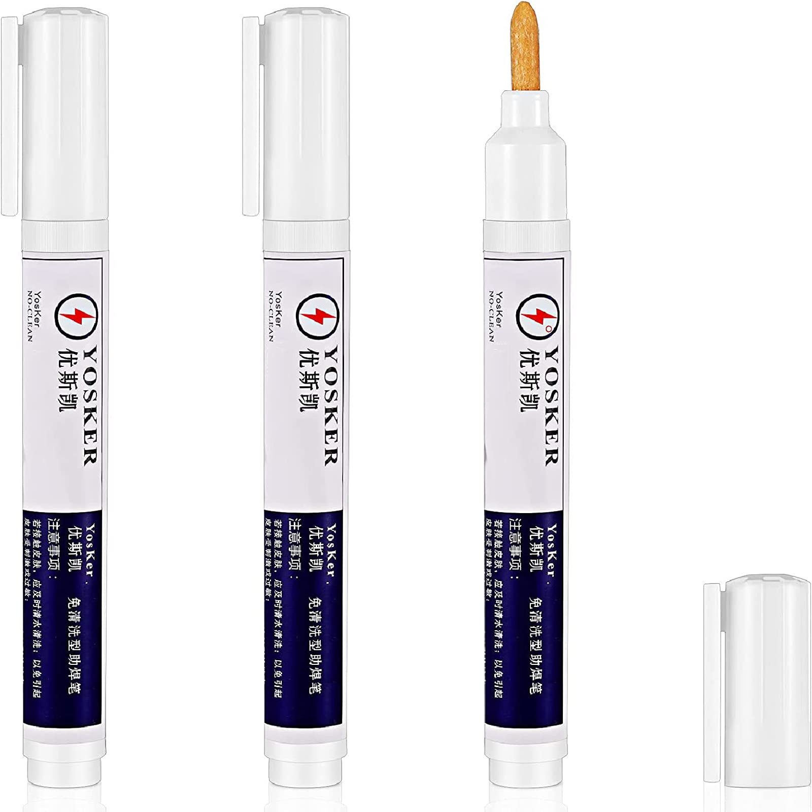 Photo 1 of 3 Pieces No Clean Soldering Pen Rosin Solder Pen for Electronics Tabbing Wiring Liquid Solder, Welding Maintenance of PCB Board