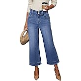 Dokotoo Womens Summer Jeans High Waisted Wide Leg Baggy Jeans for Women Stretch Denim Pants