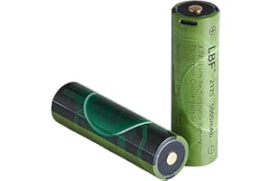 LBF Button Top 3.7V 5000mAh(21 * 75 not 18 * 65) Rechargeable Battery Type-C Input/Output Protection Circuit Built-in Large Capacity 3.6V Replacement Battery for Flashlight, Headlamps etc 2 Pack