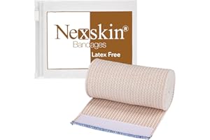 Premium Elastic Bandage Wrap (4" x1) - Nexskin Latex Free Compression Bandages Hook & Loop Fasteners at Both Ends - Lifetime Washable & Reusable Bandages