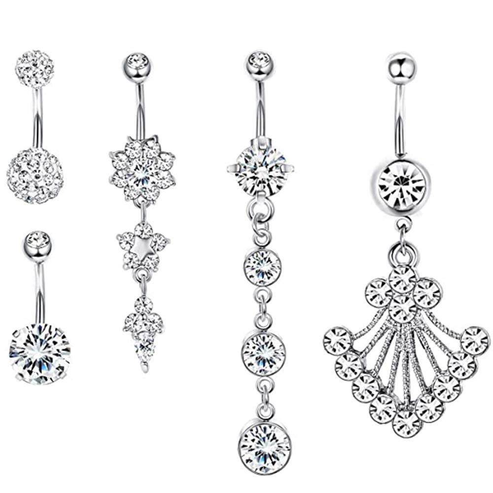 Buy Jstyle Belly Button Metal Rings and Rhinestone Navel Piercing Body