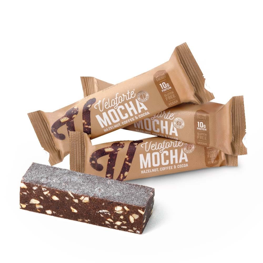 Veloforte Natural Energy & Protein Bar 33g Dual Source Carbs 9 Bar Mocha Flavour Pack, Gluten Free, Vegan, Soft & Chewy for Cycling, Running, Triathlons and Healthy Snacking, Great Taste Award Winning