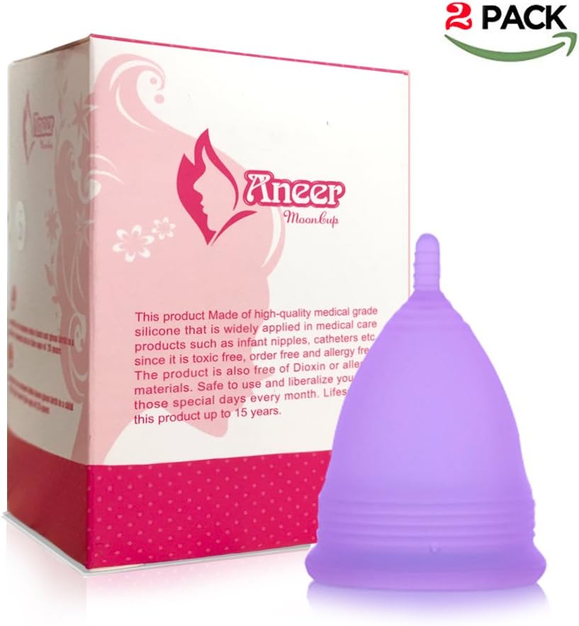 Qikafan Menstrual Cup Periods Kit Alternative To tampons, Sanitary Napkins For Feminine Hygiene Get Blossom Cups For Menstrual Cycle- Post childbirth Size Set Of 2 Small Purple