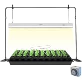 iGrowtek 2ft Grow Light for Seed Starting,LED Grow Lamp for Indoor Plants,Seedling Grow Light with Stand,Seed Starter Light Kit with Natural White Spectrum,Height Adjustable,Iron Frame,Timer Outlet