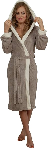 Di Ficchiano Damen Bademantel Lana mit Kapuze/Größen XS - 3XL / Öko-Tex Standard 100