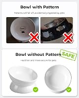 LoeJan Elevated Cat Food Bowl 5 Oz Ceramic Raised Tilted Pet Water Bowl White 4 view 3
