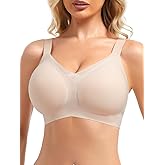 Ellareese Wireless Bras for Women with Support V Mesh No Underwire Everyday Bras Full Coverage Push Up Bralette