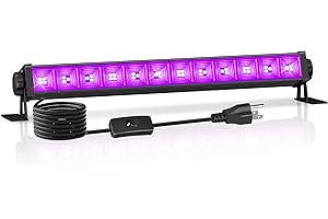YIAYETOG 40W Black Light Bar, LED Blacklight with 6FT Cord & Switch, Black Lights for Glow Party, Halloween, Birthday, Body Paint, Bedroom, Classroom, Each Light Up 22x22ft, 1 Pack