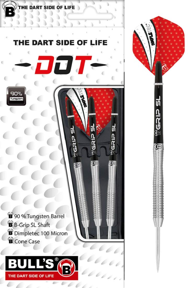 Dot Steel Dart, different grip zones and notches make this premium dartset made from 90% tungsten tungsten individual, ideal for finding and optimising your casting style., unisex_adult, Bull's Dot D2 Steel Dart 22 g, 13222, Black / Silver / Blue, 22g