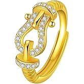 Grmpt Gold Plated Horseshoe Rings for Women CZ Horseshoe Rings