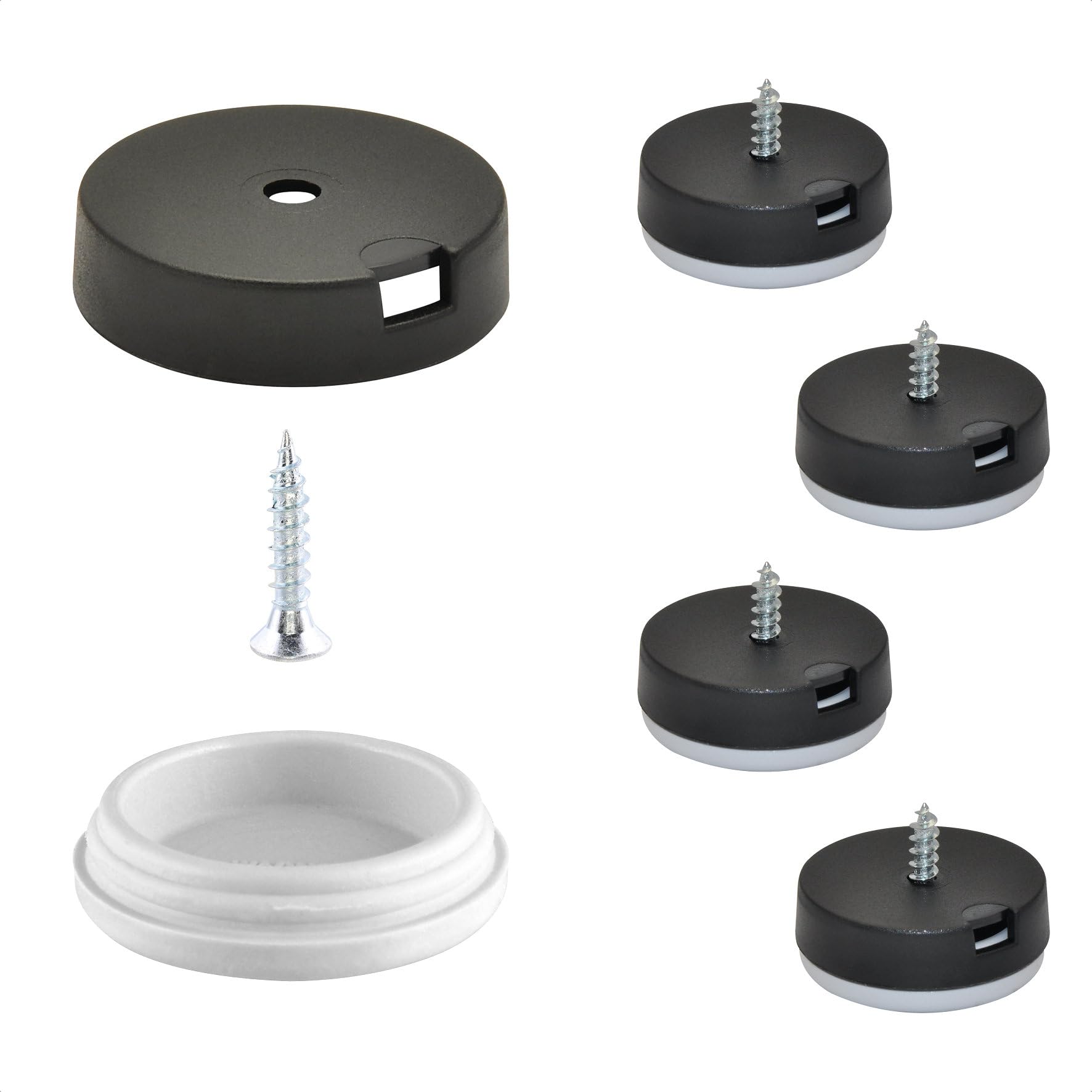 WAGNER QuickClick® Plastic glides furniture glides chair glides I 4pcs. set to screw on I 4x base+screw+interchangeable glide insert - plastic HYPER - diameter Ø 25 mm - Made in Germany - 15809500