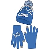 Ultra Game Adults NFL Official Super Soft Winter Beanie Knit Hat With Warm Touch Screen Gloves