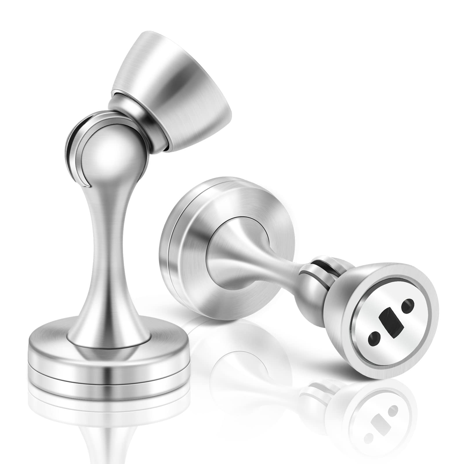 Magnetic Door Stopper, Stainless Steel Magnetic Door Stop Floor Wall Mounted Heavy Duty Magnetic Door Holder Catch Chrome Silver Magnetic Door Stoppers for Skirtings, Outdoor, Patio, Garden, Fire Door