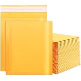 skardeco Kraft Bubble Mailers 6x10 Inch 50Pack Yellow Self-Seal Padded Envelopes Bubble Opaque Padded Mailers Shipping Bags for Small Businesses to Package and Mail Jewelry, Electronic Products