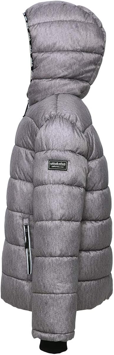 Rokka&Rolla Boys' Heavyweight Water-Resistant Fleece Lined Puffer Jacket Bubble Coat: Clothing