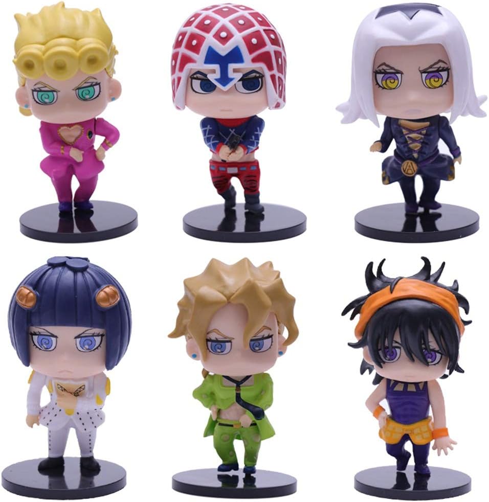 SosoJustgo2 5 Pieces Mini PVC Doll Action Figure Display Stands Round Figure Action Figurines Model Toy Stand Miniature Bases Animator Collection Action Statues Set(Jojos Bizzare Adventure Set 6PCS)