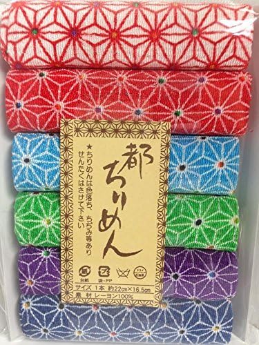 Cray cloth rayon pattern crepe hemp leaf handle (6 pieces of 22 x 16.5 cm)