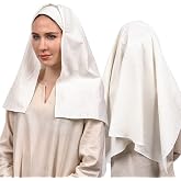 PROCOS Women's Medieval White Nun Veil Renaissance Hat Scarf Coif for Cosplay Costume Accessory