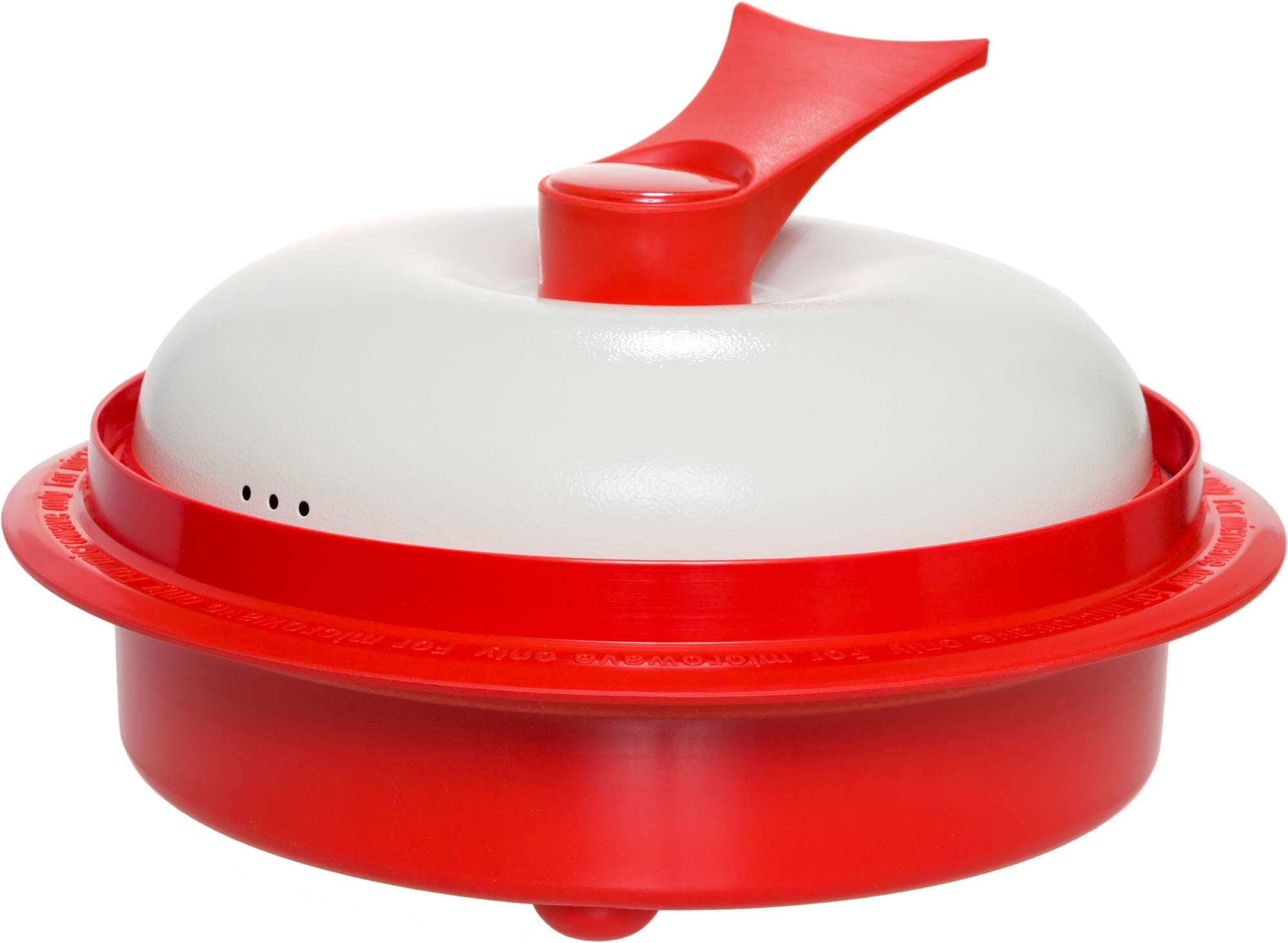 Range Mate Pro Deluxe Nonstick Microwave 5-In-1 Grill Pot/Pan Cookware Set As Seen On Tv (Grill, Bake, Roast, Saute, Steam, Poach, One Pot Meals) (Red)