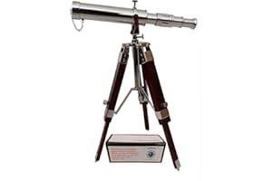 US HANDICRAFTS Vintage Brass Nickel on Tripod Stand – Chrome Desktop Telescope for Home Decor & Table Accessory, Nautical Spyglass for Navy & Outdoor Adventures