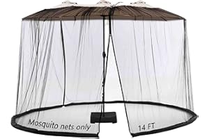 Mosquito Netting for Patio Umbrella 14FT Double Sided Canopy & 10X10 Ft Gazebo (Black) (Does Not Contain Patio Umbrella)