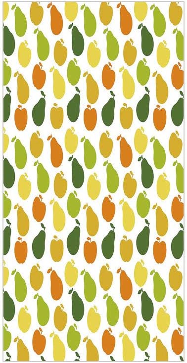 Decorative Privacy Window Film/Apple and Pears Food Botany Fresh Healthy Garden Yummy Theme Decorative/No-Glue Self Static Cling for Home Bedroom Bathroom Kitchen Office Decor Earth Yellow Lime and Hu