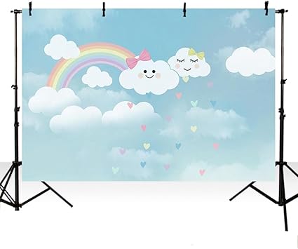 Amazon Com Mehofoto Photo Background Cute Cartoon Rainbow Blue