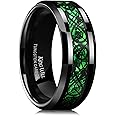 King Will Men's Dragon Celtic Tungsten Ring, 5/6/7/8mm Widths, Polished Beveled Edge Comfort Fit Carbide Wedding Band Promise Rings Size 4-16