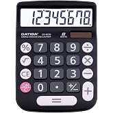 CATIGA Desktop Calculator 8 Digit with Solar Power and Easy to Read LCD Display, Big Buttons, for Home, Office, School, Class and Business, 4 Function Small Basic Calculators for Desk, CD-8185 Black