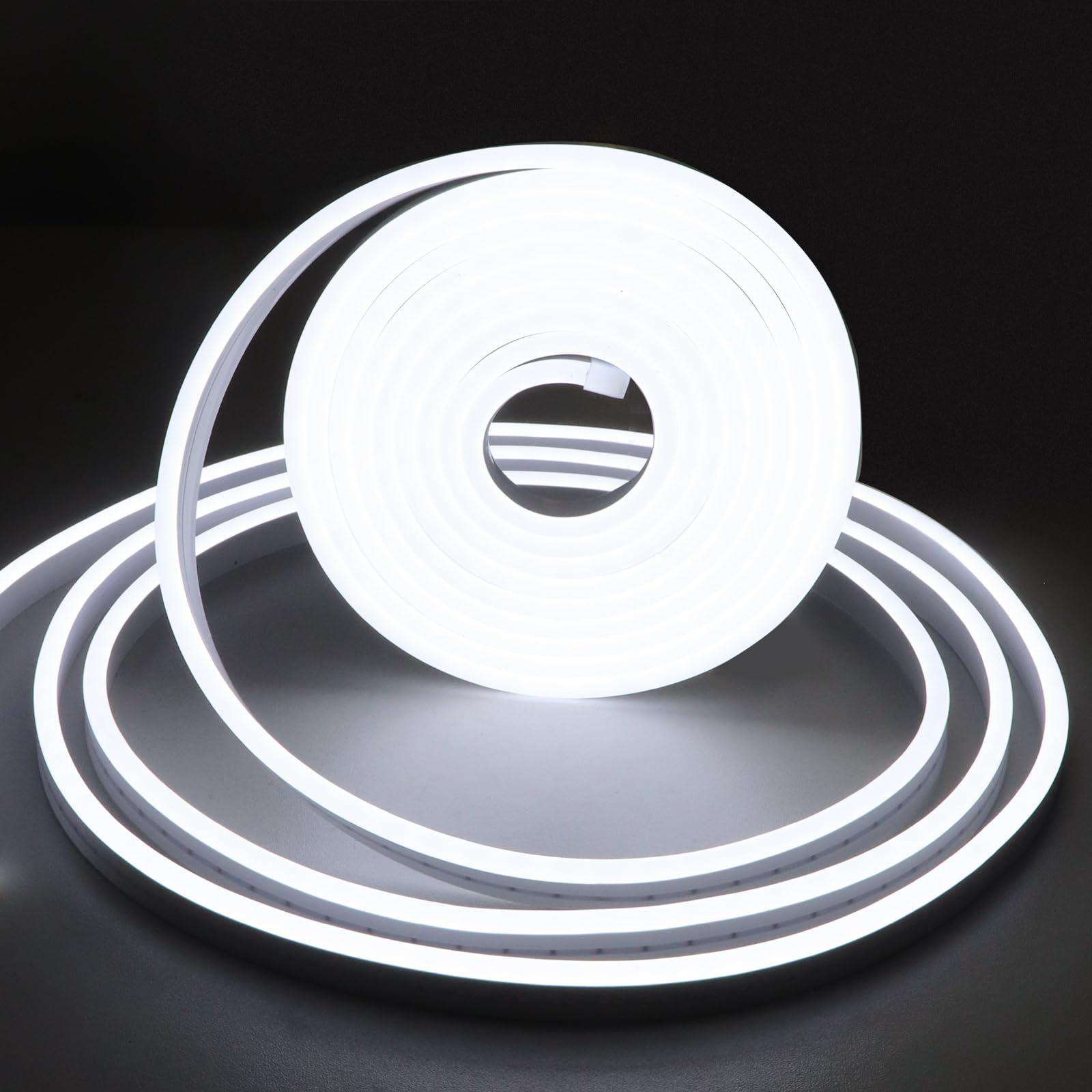 Photo 1 of Vasten Neon LED Strip Light - LED Neon Strip Light 16.4ft/5m 12V DC,Cut Length 0.39''/1cm Silicone LED Neon Flexible Strip Light for Indoor Outdoor DYI Signage Decoration (Power Adapter not Included)
