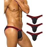 PAIZH Mens Sexy Bulge Pouch Bikini Low Rise Soft Stretch Striped Briefs Underwear for Male