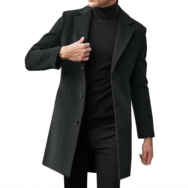 【美品】i_am handmade big collar coat PETCDIM Notched Collar Trench Coat for Men Big and Tall Single