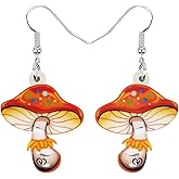 BONSNY Sweet Floral Acrylic Dangle Mushroom Earrings for Women Jewelry Gifts Novelty Funny Charms