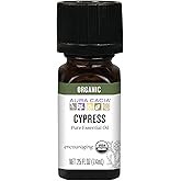 Aura Cacia Organic Cypress Essential Oil, 100% Pure Cupressus Sempervirens Oil - Aromatherapy for Home, Body Care, DIY Blends | 0.25 Fl Oz (Pack of 1)