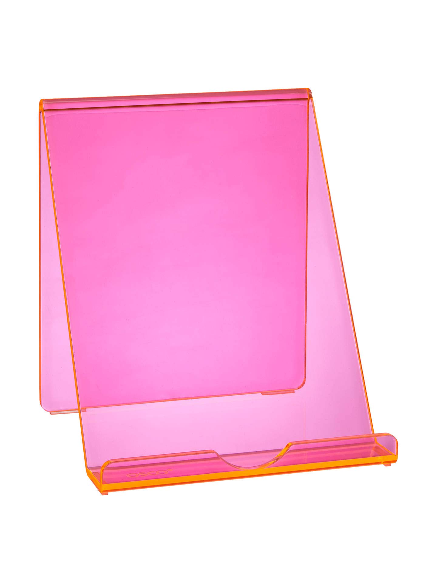 OSCO Neon Acrylic Tablet & Phone Stand, iPad Holder, Book Display, Document Mount, Desk Organiser for Home Office, Compatible with Most Tablets, Phones and eReaders, 18 x 16 x 14 cm