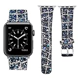 MIFFO Compatible with Apple Watch Band 38mm 40mm 42mm 44mm, 3D Glitter Bling Leather Wristband iWatch Strap Replacement for Apple Watch Series 4 Series 3 Series 2 Series 1