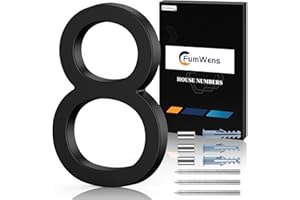 FumWens 6 Inch Floating House Numbers for Outside, Metal Address Numbers for Outdoor, Anti-Rust Modern House Numbers with Nail Kits for Front Door Garden Mailbox, Zinc Alloy Black, 911 Visibility Signage (Black 08)