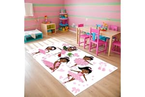 FJKJHKGJ Black Magic Girl Area Rug for Bedroom African American Cute Ballerina Princess Carpets White Sofa Floor Mat for Living Room Birthday Gift for Black Girls Bedroom Decor, 47" x 31" (2.7 x 3 Feet)