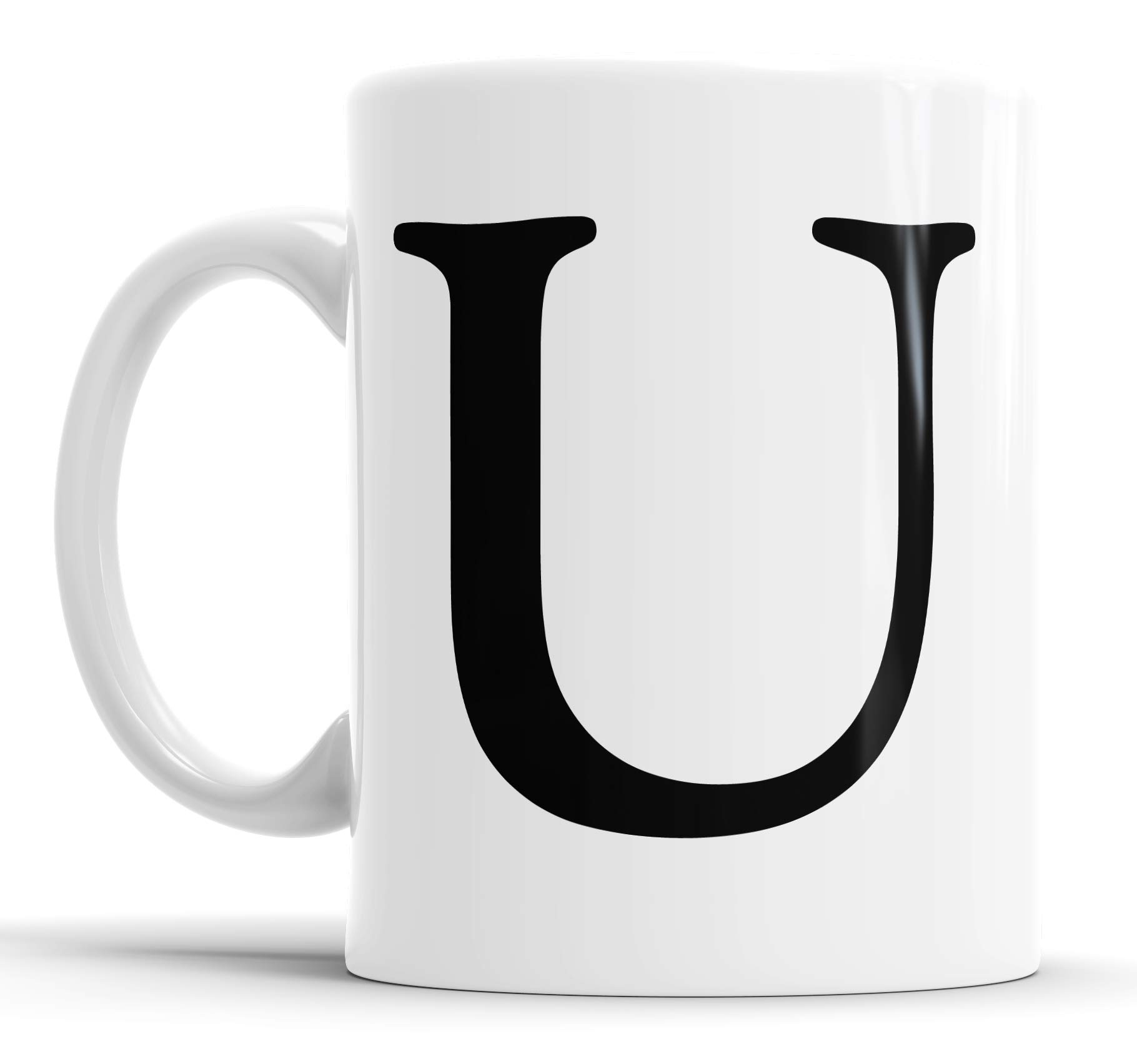 Faithful Prints Alphabet Mug Letter Mugs Initial Coffee Cup Birthday Fathers Day Gift (Letter U)
