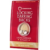 Connoisseurs Locking Earring Backs - 2 Pairs - Compatible with Most Gold Earrings - Fits 0.5-1mm Diameter Posts - Hypoallergenic