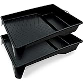 PD 9 Inch Paint Roller Tray, 2-Pack, Deep Pocket, Black Plastic | Deep Paint Pocket, Textured Ridge for Even Loads, Pairs with Matching-Size Liners, Easy Cleanup, Black Plastic, 2-Pack