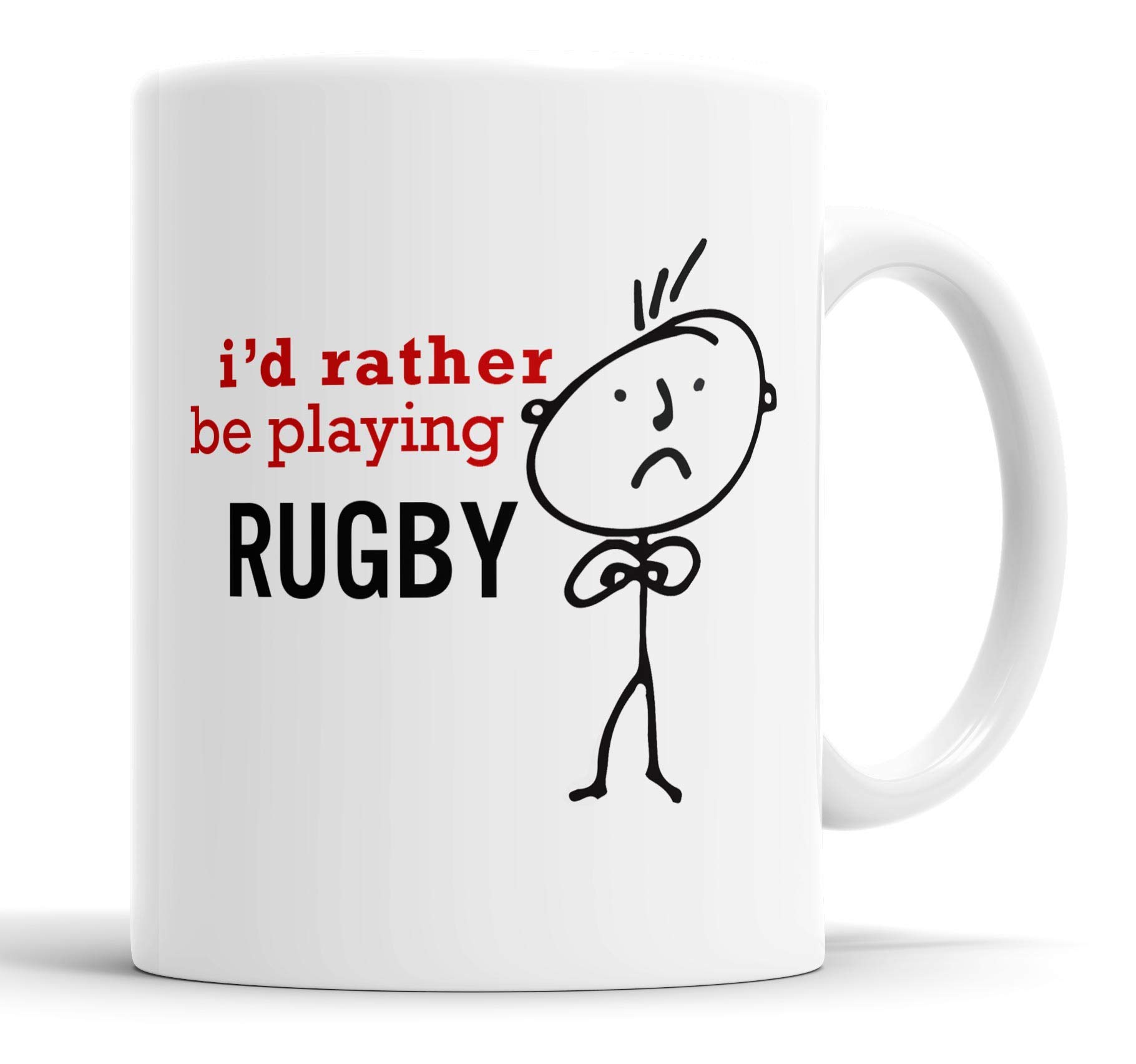 Faithful Prints Mens I'd Rather Be Playing Rugby Mug Novelty Hobby Dad Brother Uncle Grandad Friend Funny Humour Gift Cup Birthday Christmas, Ceramic Mugs