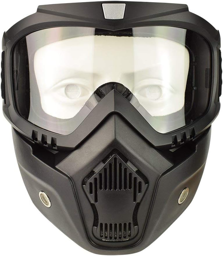 Gurbik Motorcycle Helmet Riding Goggles Glasses with Removable Face Mask Detachable Fog-proof Warm Mouth Filter & Adjustable Strap