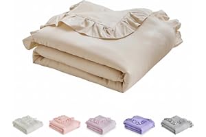 UOZZI BEDDING Ruffled Toddler Blanket Ruffle Comforter for Baby Toddler Girls, Soft Cozy Cute Quilted Blanket Breathable Microfiber Comfortable Down Alternative Small Size Quilt with Ruffle - 39"x 47" Cream
